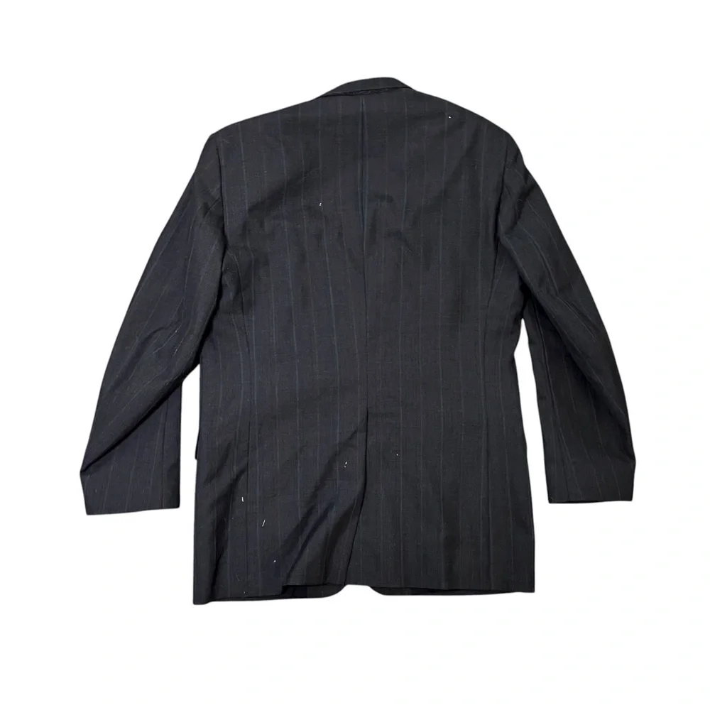 Vintage 90s Y2K Towncraft Pinstripe Suit 2-Piece Worsted Wool Gray 42L
